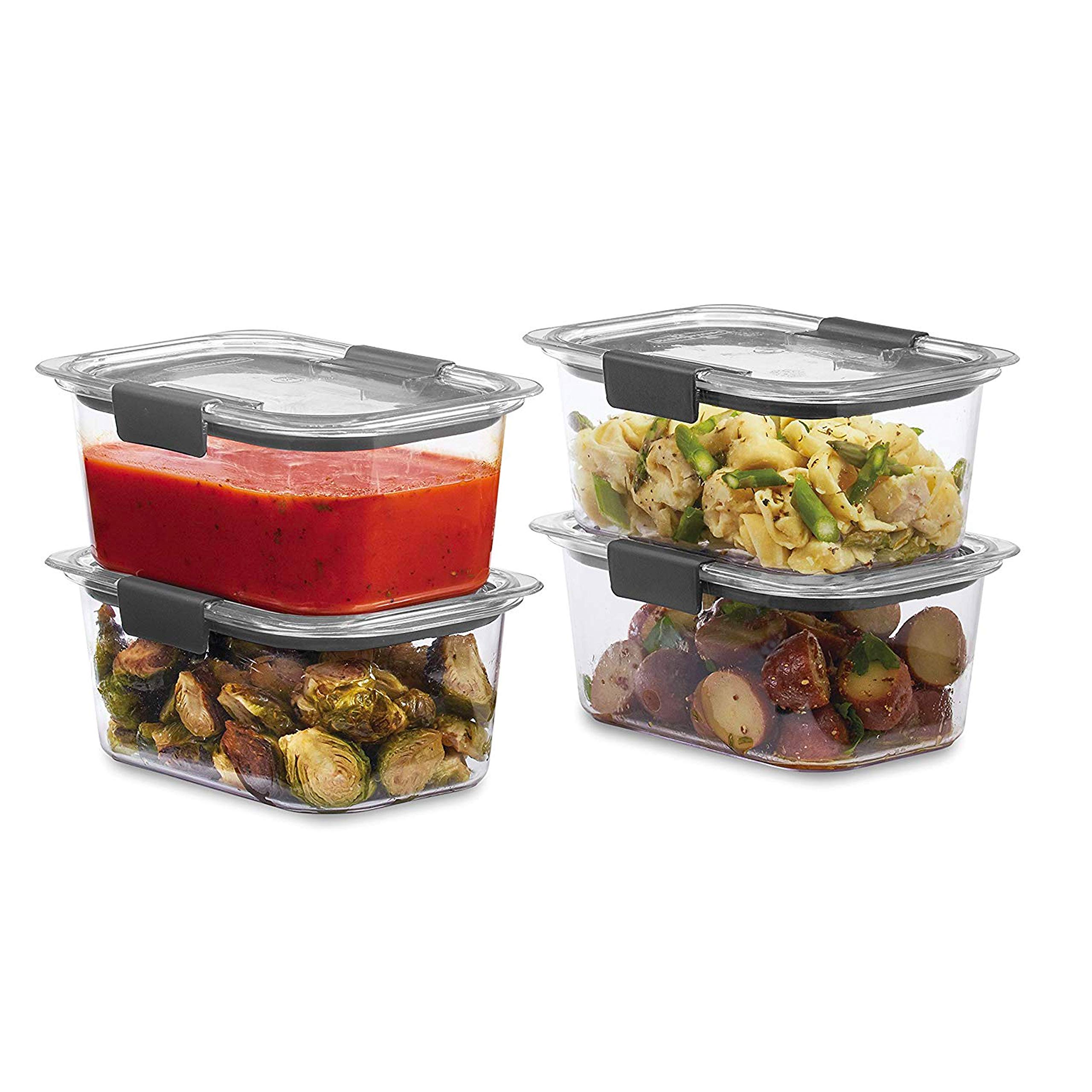 Rubbermaid Brilliance 3.2 and 4.7 Cup Food Storage Container Set, Clear, 18-Piece Set (9 Bases with Lids)