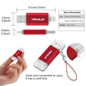 THKAILAR USB C Flash Drive 128GB, USB Flash Drive with Type C and Type A 3.1 Port USB C Thumb Drive Compatible with iPhone 15/Android Phone/PC/Mac Pro