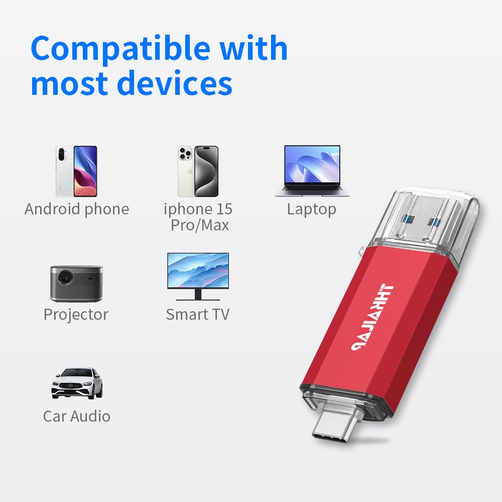 THKAILAR USB C Flash Drive 128GB, USB Flash Drive with Type C and Type A 3.1 Port USB C Thumb Drive Compatible with iPhone 15/Android Phone/PC/Mac Pro