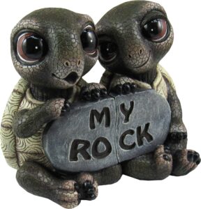 dwk - rock solid love - adorable romantic turtle couple two-piece figurine best friends lovers collectible valentine's day gifts office desk statue home decor patio garden accent, 5.5-inch