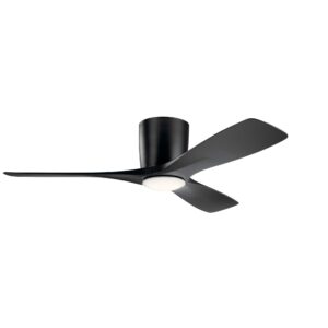 kichler 300032sbk volos, 48'' ceiling fan with led lights & wall control, satin black