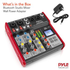 PYLE Studio Audio Sound Mixer Board - 4 Channel Bluetooth Compatible Professional Portable Digital DJ Mixing Console with USB Mixer Audio Interface - Mixing Boards For Studio Recording - PMXU48BT