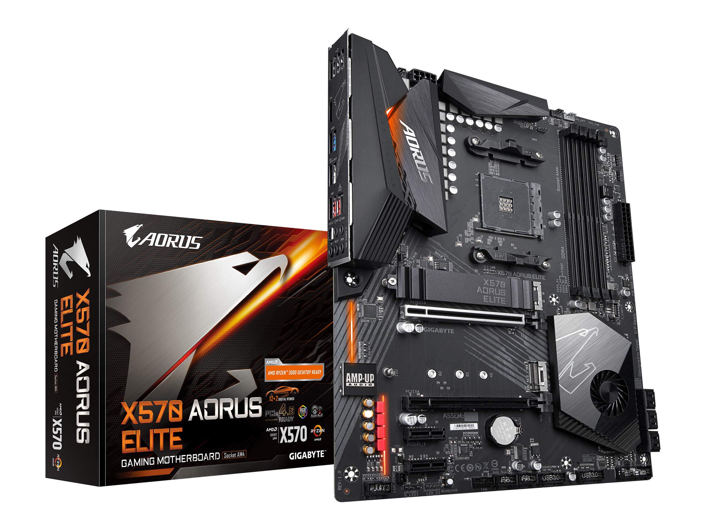 Gigabyte X570 AORUS Elite (AMD Ryzen 3000/X570/ATX/PCIe4.0/DDR4/USB3.1/Realtek ALC1200/Front USB Type-C/RGB Fusion 2.0/M.2 Thermal Guard/Gaming Motherboard)