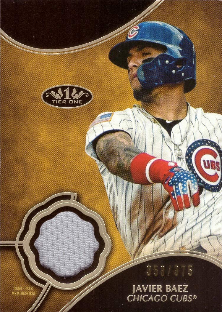 2019 Topps Tier One Relics #T1R-JB Javier Baez Game Worn Cubs Jersey Baseball Card - Only 375 made!