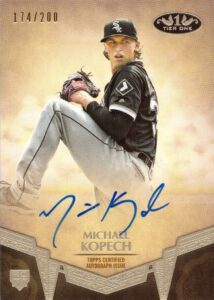 2019 topps tier one baseball #ba-mk michael kopech certified autograph rookie card - only 200 made!