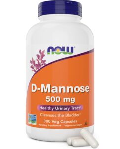 now d-mannose 500 mg, 300 capsules - vegan, non gmo supplement for women and men - supports healthy urinary tract, cleanses the bladder