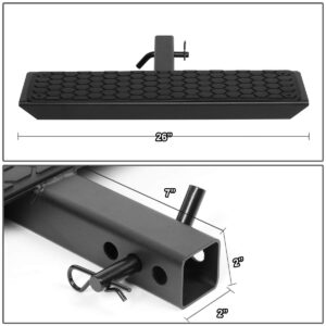 Auto Dynasty Universal 26 Inches Black Powder Coated Oval Rear Tow Hitch Step Bar Board with Honeycomb Step Pad for 2 Inches Receiver Pickup Truck SUV Trailer