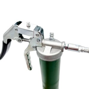 LockNLube Heavy-Duty Pistol Grip Grease Gun. Includes our patented LockNLube® Grease Coupler (Locks On, Stays On, Won't Leak!) plus a high-quality 20" hose and in-line hose swivel