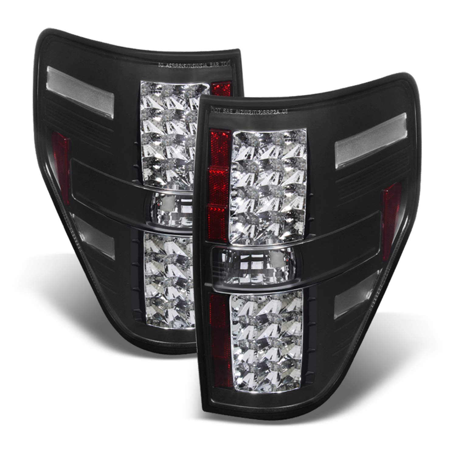 AKKON - Fits 2009-2014 Ford F150 Pickup Truck Black Headlights + LED Tail Brake Lamp Pair Left Driver+Right Passenger