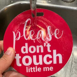 THREE LITTLE TOTS – Pink Please Don't Touch Baby Car Seat Sign or Stroller Tag - CPSIA Safety Tested