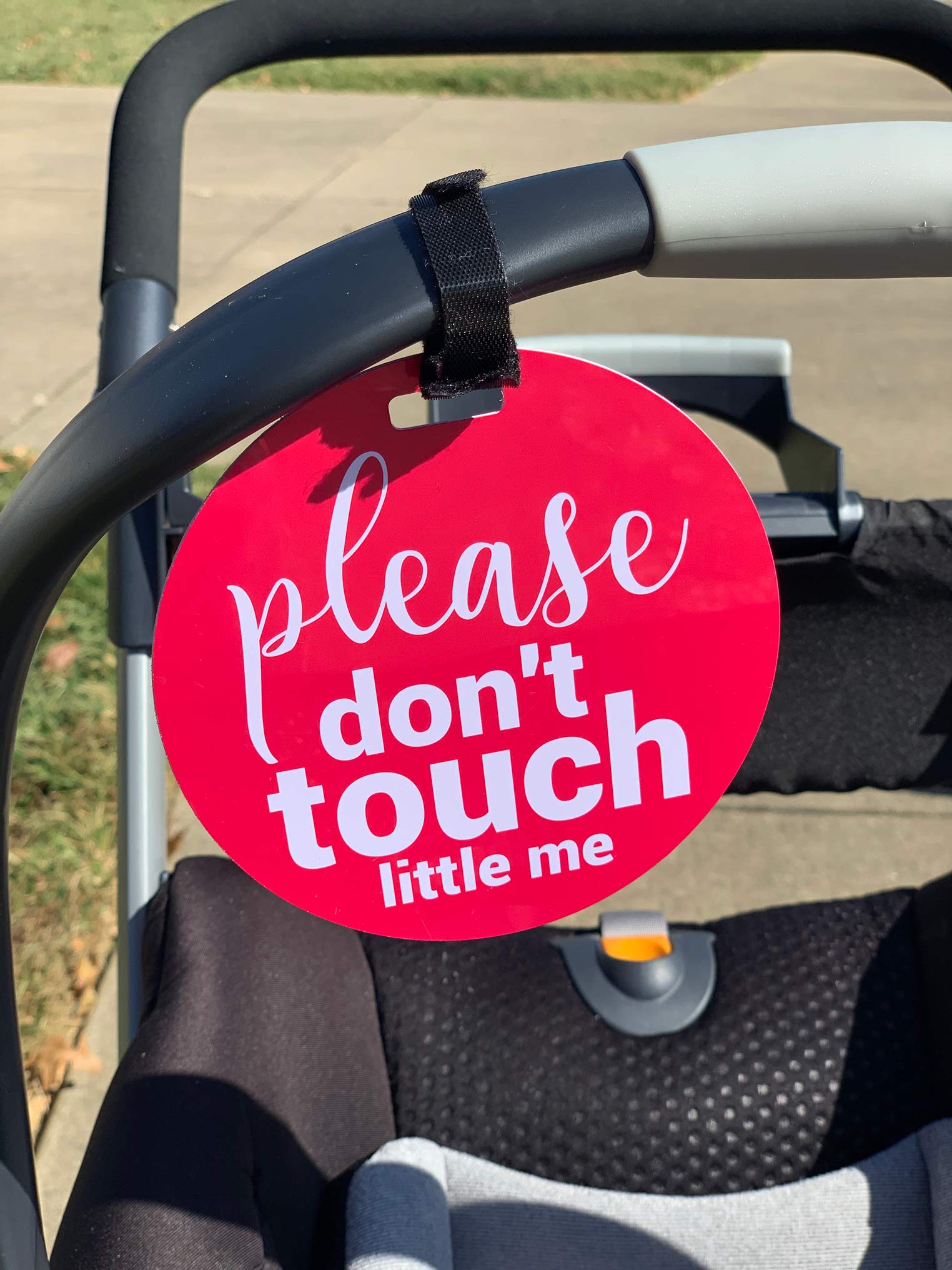 THREE LITTLE TOTS – Pink Please Don't Touch Baby Car Seat Sign or Stroller Tag - CPSIA Safety Tested