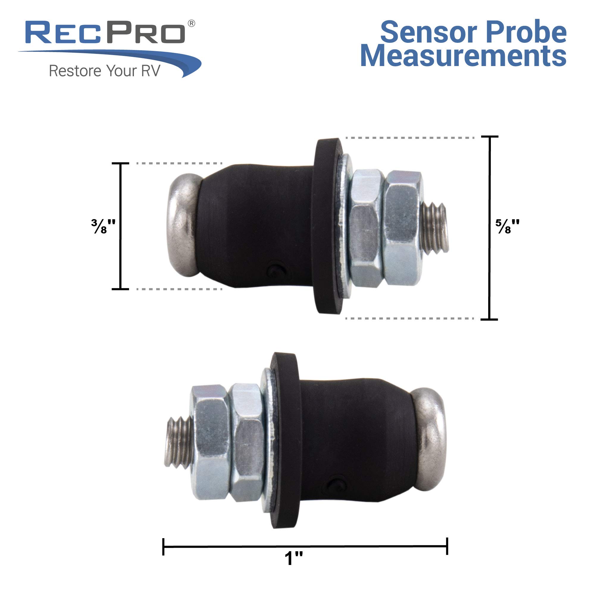 RecPro RV Water Screw-in Tank Probe Sensors | Fresh, Gray or Black Water Tank | Made in USA | 6 Pack