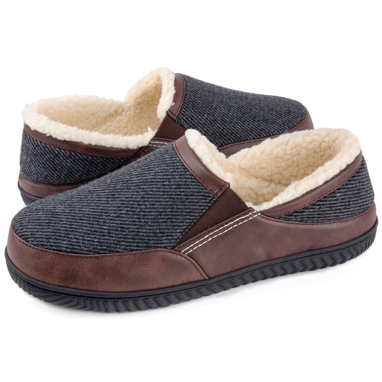 ULTRAIDEAS Men's Cozy Slip-on Memory Foam Slippers with Cozy Fleece Lining for Indoor/Outdoor Comfort (Grey, 11)