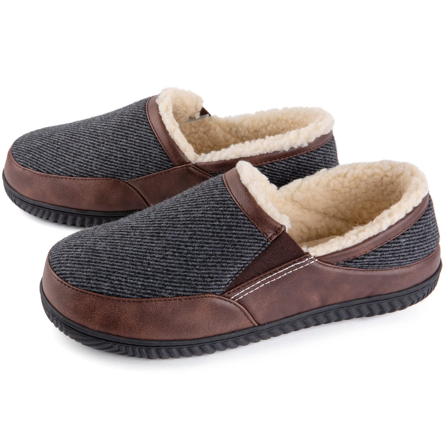 ULTRAIDEAS Men's Cozy Slip-on Memory Foam Slippers with Cozy Fleece Lining for Indoor/Outdoor Comfort (Grey, 11)