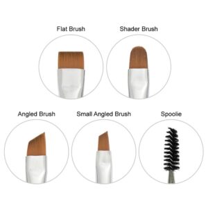 BENLILY 4pcs Eyebrow Brushes Set Eyeliner Groom Kit - Angled, Flat, Shader, and Spoolie Brush