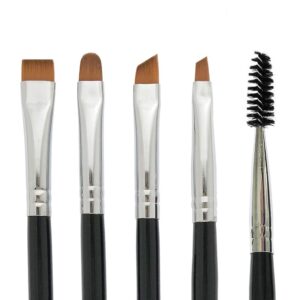 BENLILY 4pcs Eyebrow Brushes Set Eyeliner Groom Kit - Angled, Flat, Shader, and Spoolie Brush