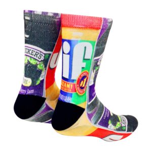 Kacolor Sox Mens Crazy Funny 3D Peanutbutter and Jam Print Pattern Sports Novelty Crew Tube Socks