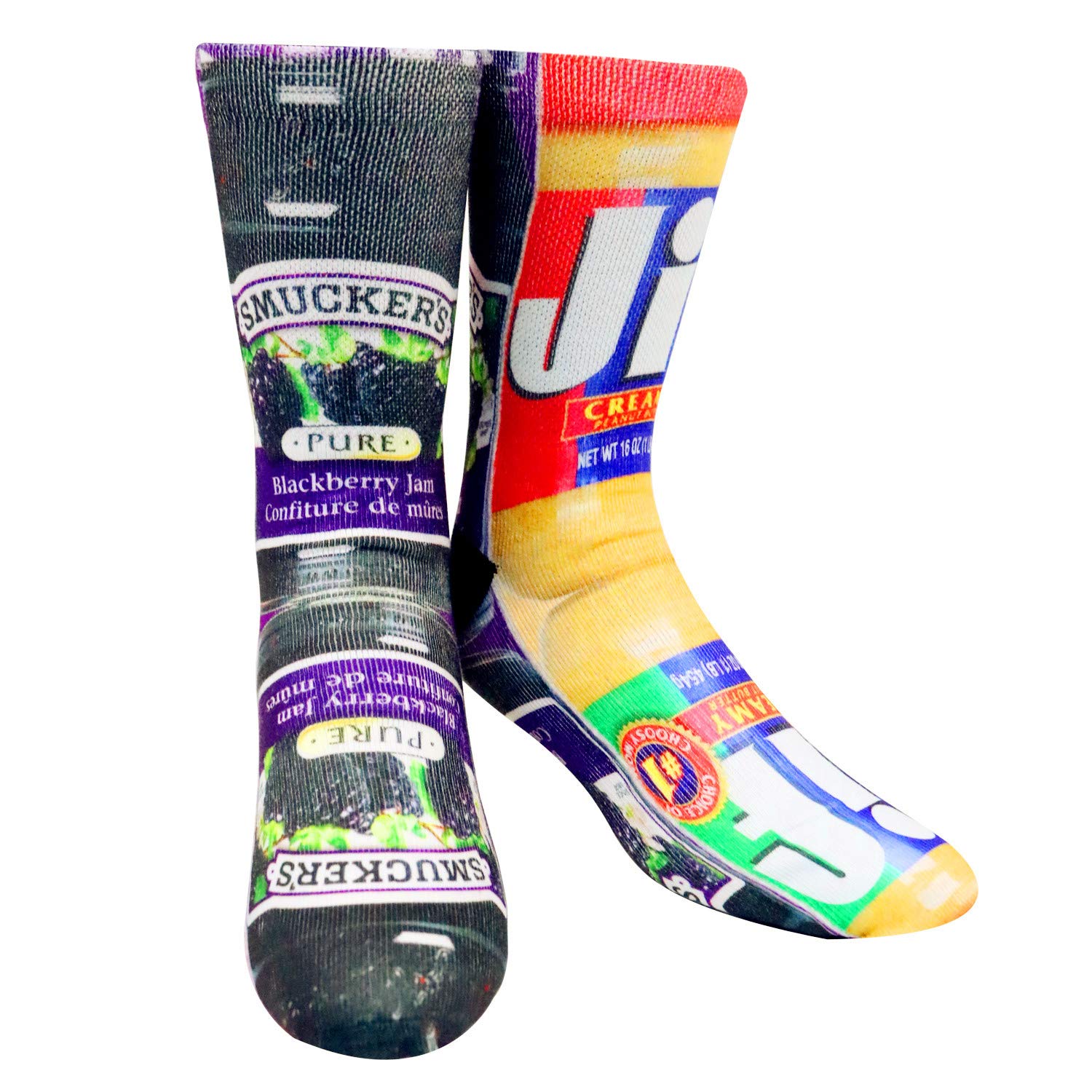 Kacolor Sox Mens Crazy Funny 3D Peanutbutter and Jam Print Pattern Sports Novelty Crew Tube Socks