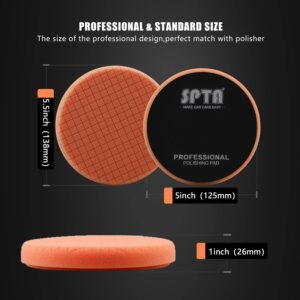 SPTA 5Pc 5.5 Inch Face for 5 Inch 125mm Backing Plate Compound Buffing Sponge Pads Cutting Polishing Pad Kit for Car Buffer Polisher Compounding,Polishing and Waxing