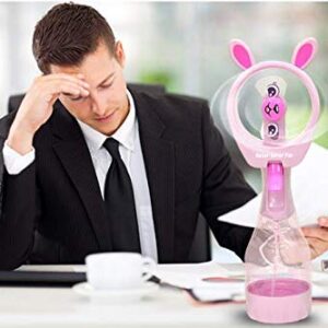 Handheld Misting Fan Mini Personal Portable Water Spray Fan Battery Operated Fan Personal Misting Bottle Portable Handheld Fan Batteries Included Held Cooling Mister Blower, Pink