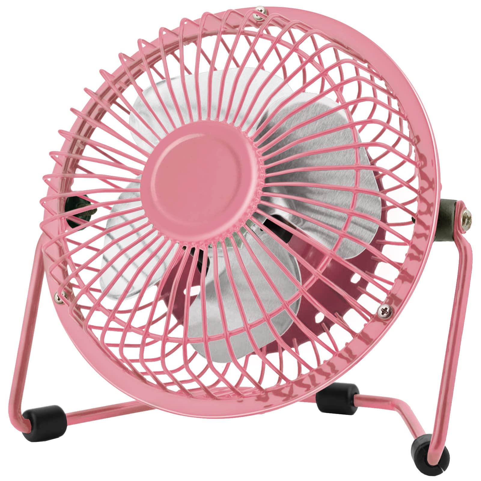 Chchmu USB Fan 4 Inch Mini USB Desk Table Fan Personal Portable Desktop Cooling Fan Powered by USB PC Netbook for Camping Home Office Outdoor Travel, Strong Wind, Pink