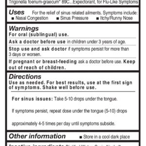 Forces of Nature Sinus, Organic Maximum Strength Homeopathic Medicine, 0.34 Fl Oz, Immune Support & Multi Symptom Relief from Congestion, Sinus Pressure, Pain, Sneezing, Runny Nose, Non-Drowsy