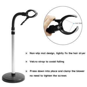 HLGOLDLUO Hair Dryer Stand, 360 Degree Rotating Lazy Hair Dryer Stand Hand Free With Heavy Base, Hands-Free Blow Dryer Holder Countertop, Adjustable Height Hair Dryer Holder