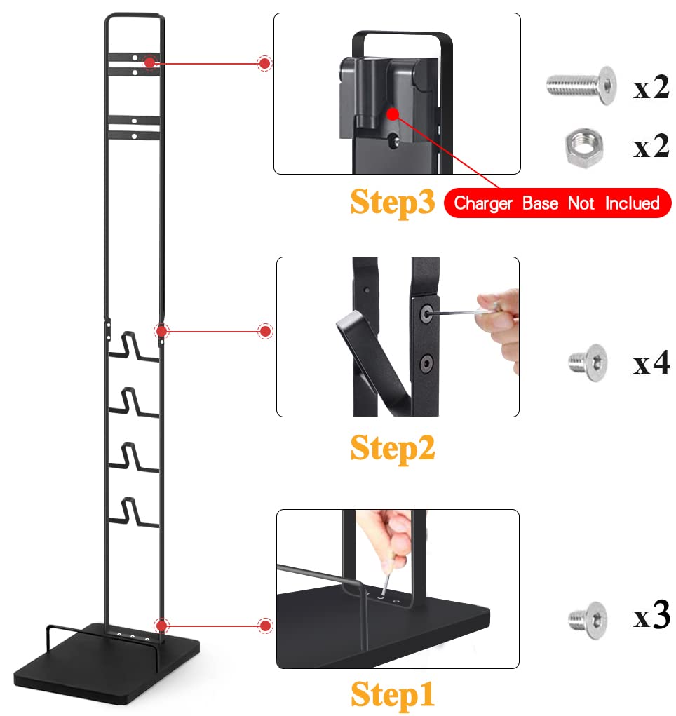 Haturi Vacuum Stand, Vacuum Accessories Stable Metal Storage Bracket Holder for Dyson Handheld V15 V11 V10 V8 V7 V6 Cordless Vacuum Cleaners, Black DC30 DC31 DC34 DC35 DC58 DC59 DC62 DC74