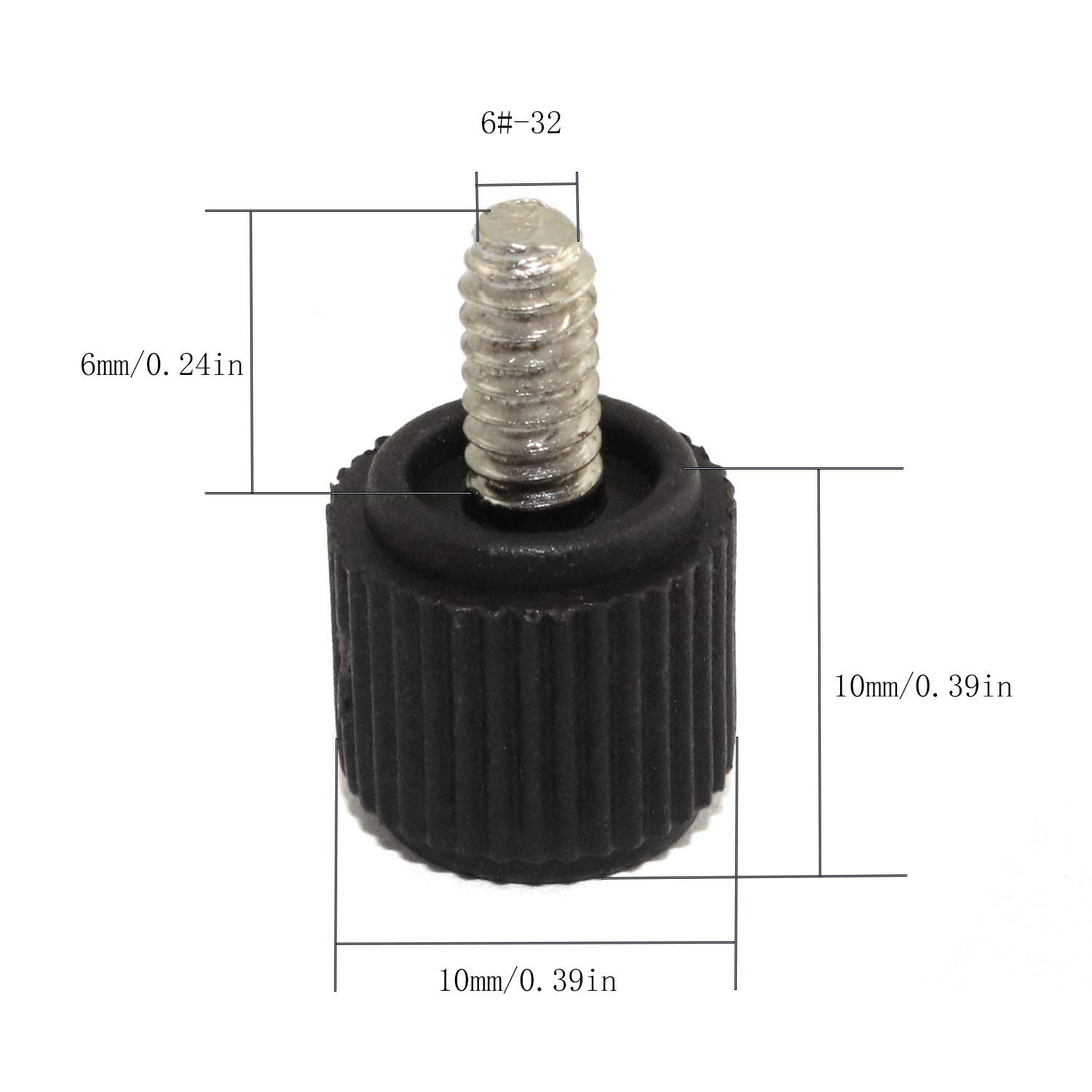 RuiLing 20pcs 6#-32 * 6 PC Case Thumb Screws Phillips Head Toolless Adjustment Hand-Tighten Computer Screw Black