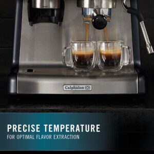 Calphalon Espresso Machine with Coffee Grinder, Tamper, Milk Frothing Pitcher, and Steam Wand, Temp iQ 15 Bar Pump, Stainless Steel