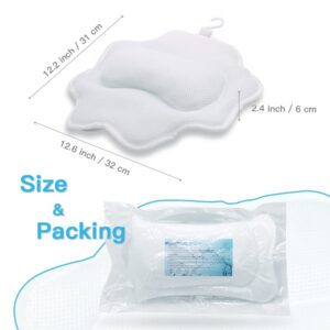 Beautybaby Bathtub Spa Pillow, Non-Slip 4 Strong Suction Cups, Bath Pillows for Tub, Head, Neck, Shoulder Support, Breathable Relax Comfort