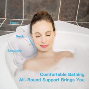 Beautybaby Bathtub Spa Pillow, Non-Slip 4 Strong Suction Cups, Bath Pillows for Tub, Head, Neck, Shoulder Support, Breathable Relax Comfort