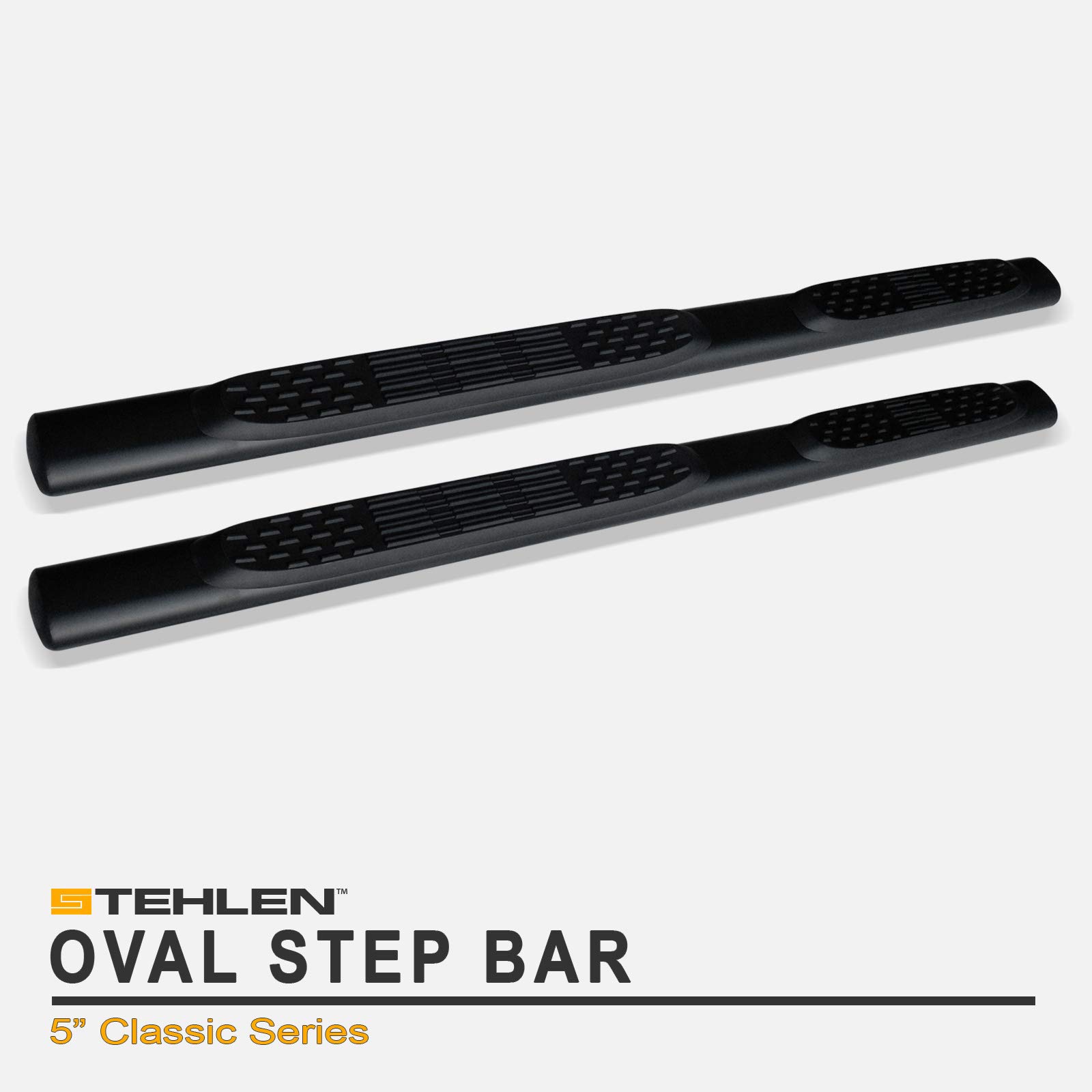 Stehlen 733469497127 Compatible with 1999-2016 Ford F250 / F350 / F450 / F550 Superduty Super (Extended) Cab 5" Oval Side Step Nerf Bars - Matte Black