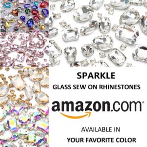 Clear Sew On Rhinestones, Choupee 130PCS Sew On Rhinestone Metal Back Prong Setting Sewing Claw Rhinestone Mixed Shapes Sew On Glass Gems for Jewelry, Clothes, Costume, Shoes,Dress, Garments