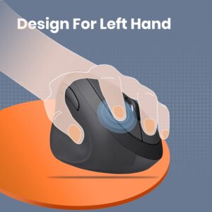 Perixx Perimice-719L, Left Handed Wireless Vertical Mouse, Portable Size for Laptops Computer, 3 Level DPI