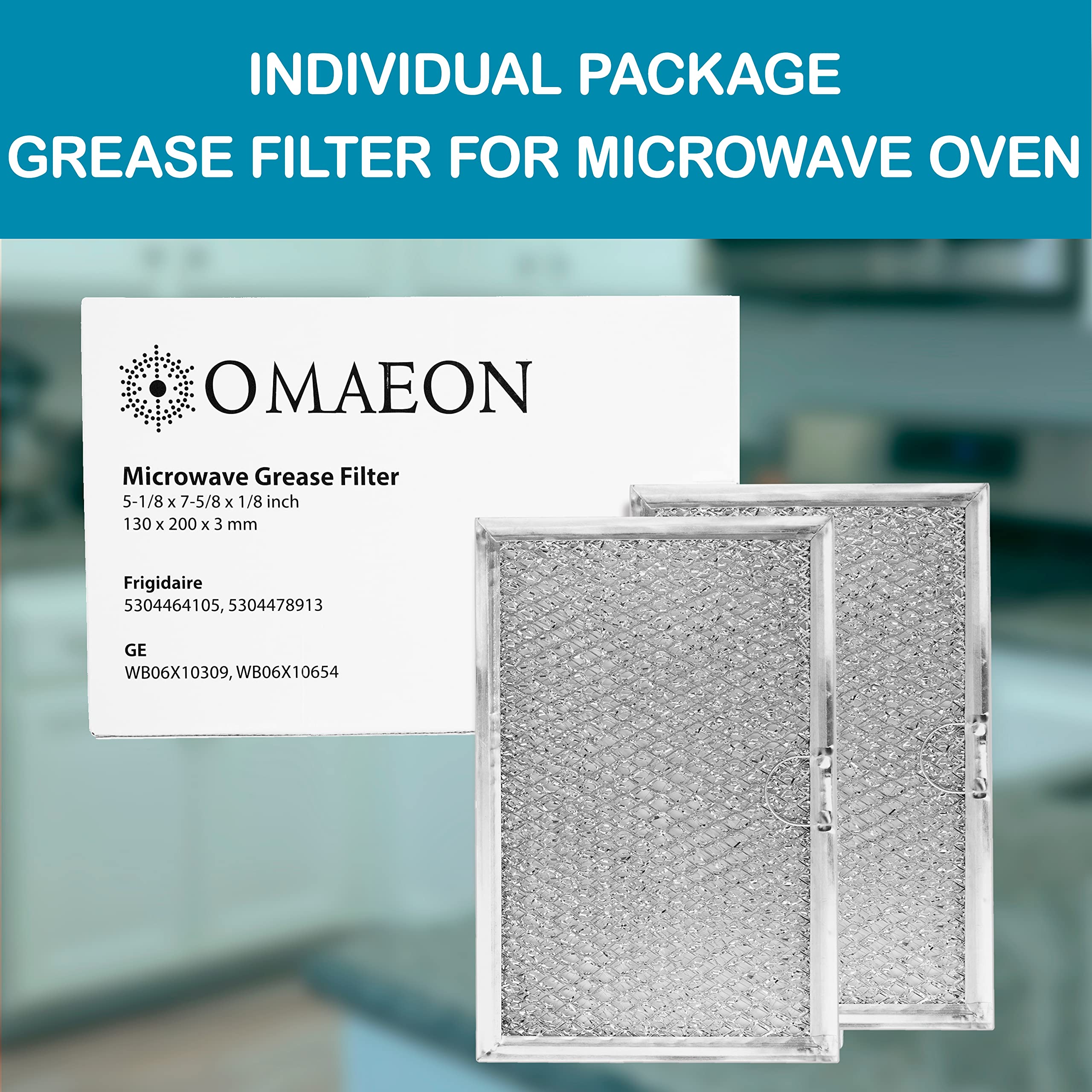 Frigidaire 5304464105, 5304509444, 5304478913 Microwave Grease Filter 5-1/16 x 7-5/8 x 1/8 Inches (Packed in Box) (2-Pack)