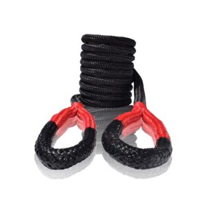 QIQU 3/4"×20ft Kinetic Recovery Rope & 5/8" D Shackle, Heavy Duty Vehicle Tow Ropes,Energy Rope,Double Braided Nylon Kinetic Rope (3/4"×20ft, Black 2)