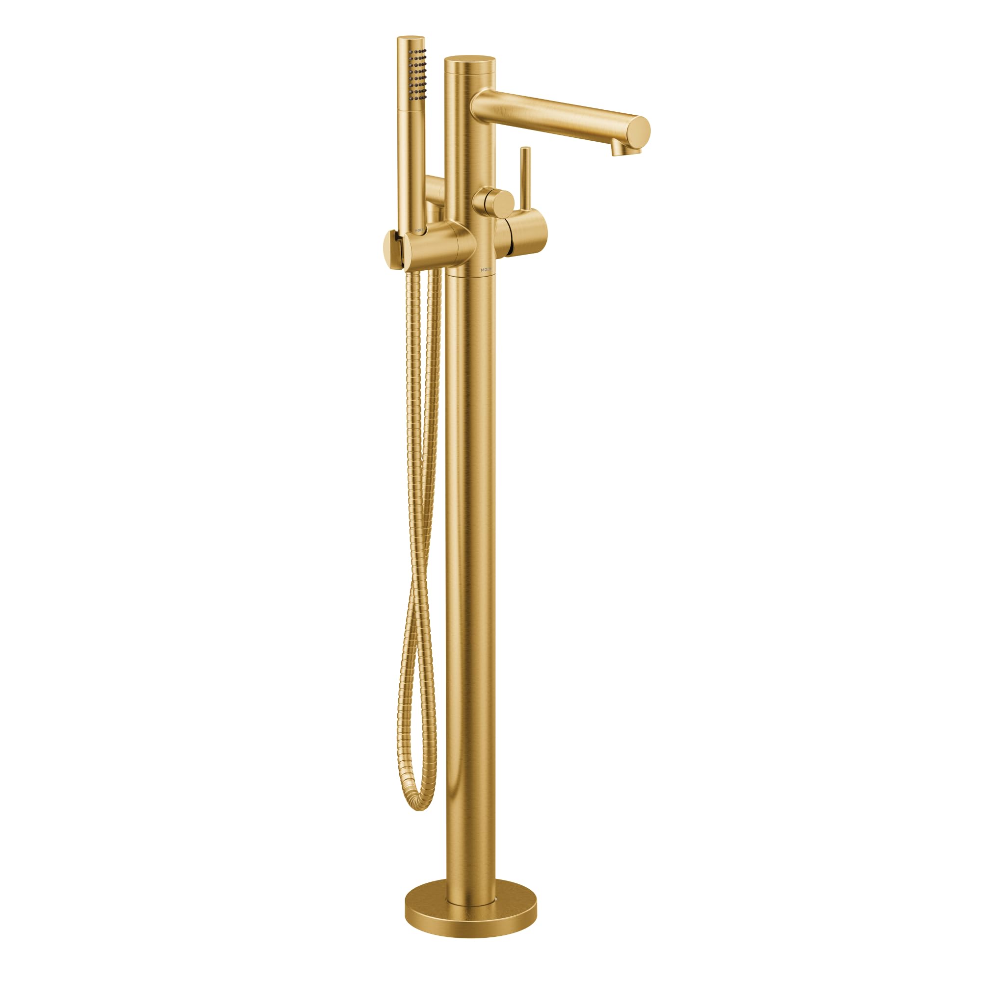 Moen Align Brushed Gold One-Handle Freestanding Floor Mount Tub Filler, Freestanding Tub Faucet with Handshower, 395BG