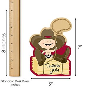 Big Dot of Happiness Little Cowboy - Shaped - Western Baby Shower or Birthday Party Thank You Note Cards with Envelopes - Set of 12