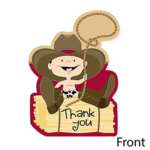 Big Dot of Happiness Little Cowboy - Shaped - Western Baby Shower or Birthday Party Thank You Note Cards with Envelopes - Set of 12