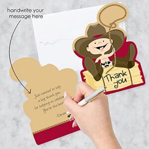 Big Dot of Happiness Little Cowboy - Shaped - Western Baby Shower or Birthday Party Thank You Note Cards with Envelopes - Set of 12