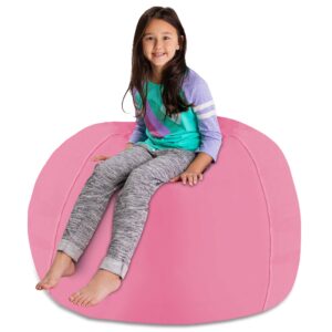 Posh Stuffable Kids Stuffed Animal Storage Bean Bag Chair Cover - Childrens Toy Organizer, X-Large 48" - Solid Pink