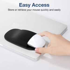 ESR Slim Mouse Holder, Case for Magic Mouse, with Reusable Adhesive, No Glue Residue, Compact Elastic Pouch/Carrying Sleeve, Can Be Attached to iPad or MacBook, Black