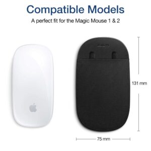 ESR Slim Mouse Holder, Case for Magic Mouse, with Reusable Adhesive, No Glue Residue, Compact Elastic Pouch/Carrying Sleeve, Can Be Attached to iPad or MacBook, Black