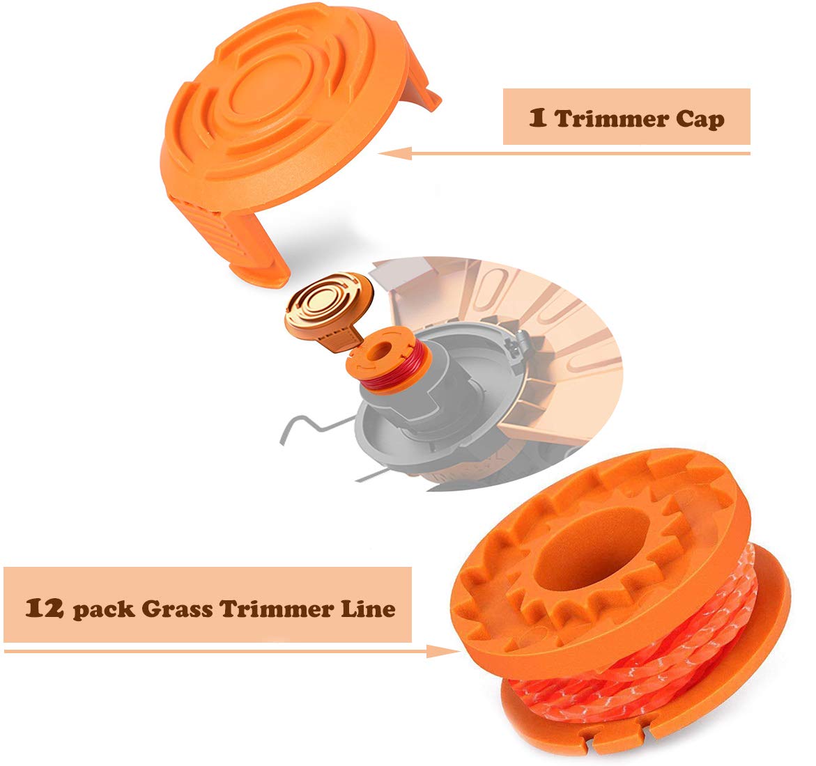 Line String Trimmer Replacement Spool，10ft 0.065" Replacement Autofeed Edger Spool Compatible with Worx WG180 WG163 WG175 WA0010 (13 Pack) Weed Eater String,Weed Wacker Spool Replacement Parts