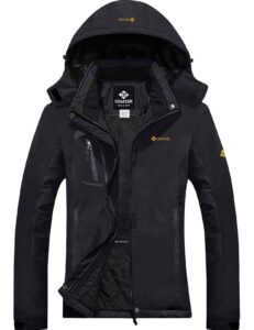 gemyse women's mountain waterproof ski snow jacket winter windproof rain coat outdoor hiking windbreaker(black 8301,x-large)