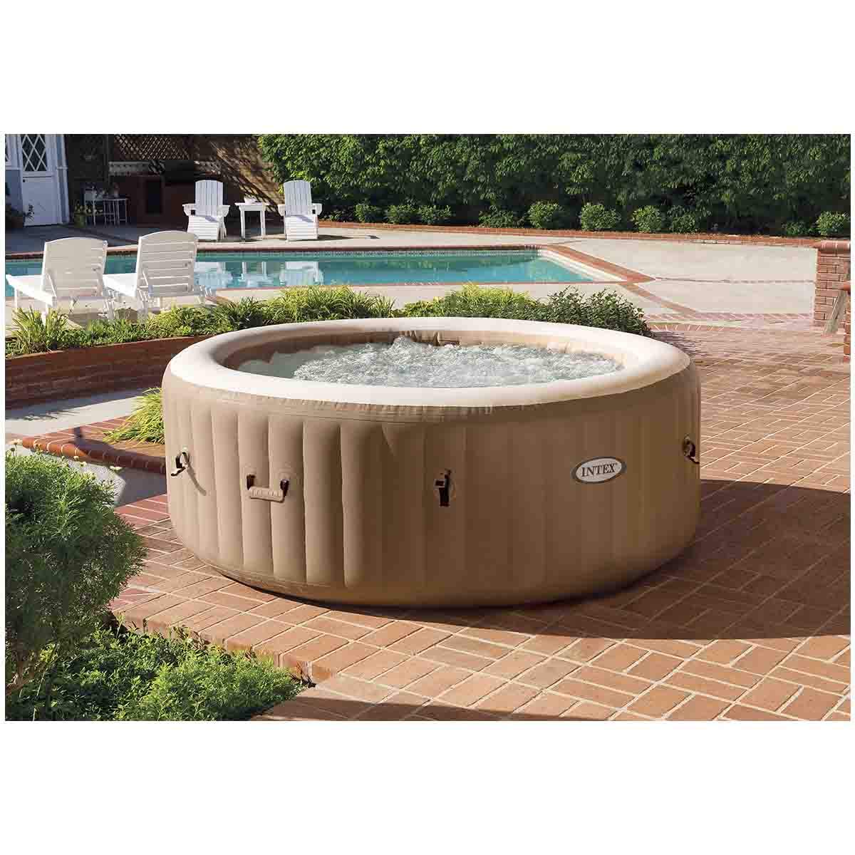 INTEX 28425E PureSpa Bubble Massage, Inflatable Spa Set, Tan, 4-Person