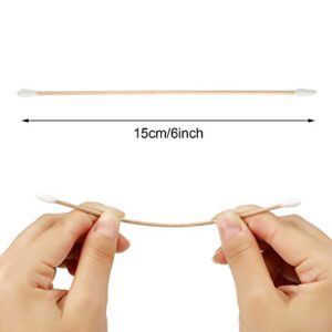 Norme 6 Inch Cotton Swabs in Storage Box 500 Pcs Long Cotton Swab Pointed and Round Tip with Wooden Handle Cleaning Swabs Buds for Makeup Gun Cleaning Pet Care