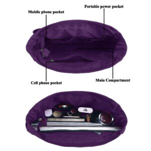 Canvas Tote Bag Waterproof Nylon Multi Pocket Shoulder Bags Laptop Work Bag Teacher Purse and Handbags for Women & Men (Purple-new)