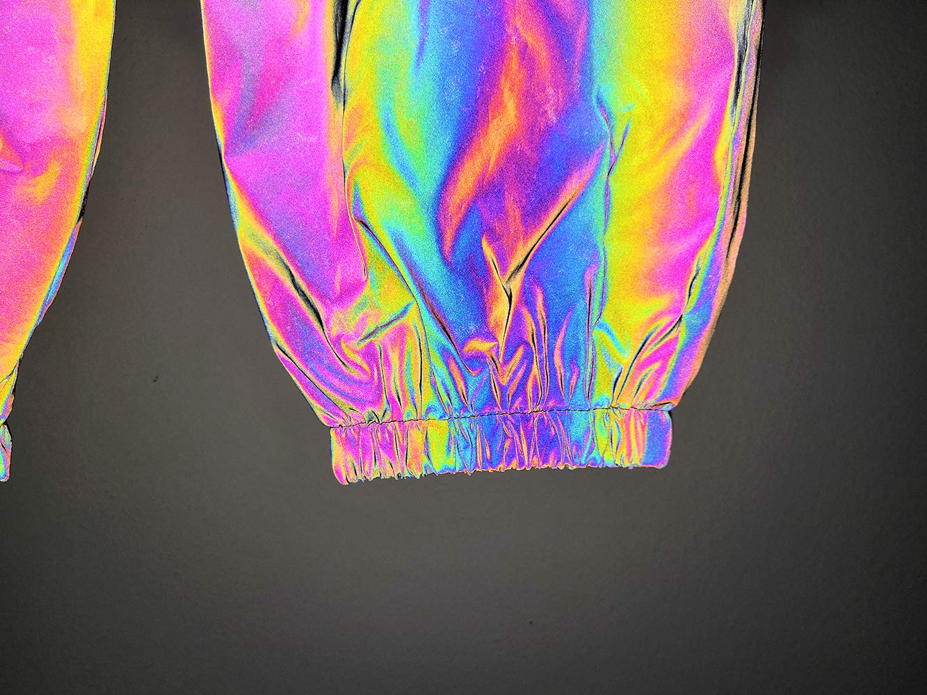 LZLRUN 3M Rainbow Reflective Shorts Pants Men Fluorescent Trousers Casual Night Jogger (M, Pants)